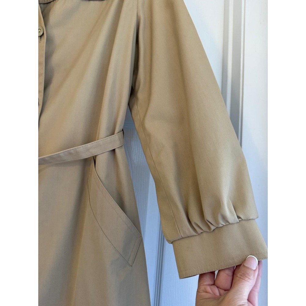 Vintage London Fog Maincoats Trench Coat Tan Beige Women's 12 Petite Belted - Picture 3 of 10